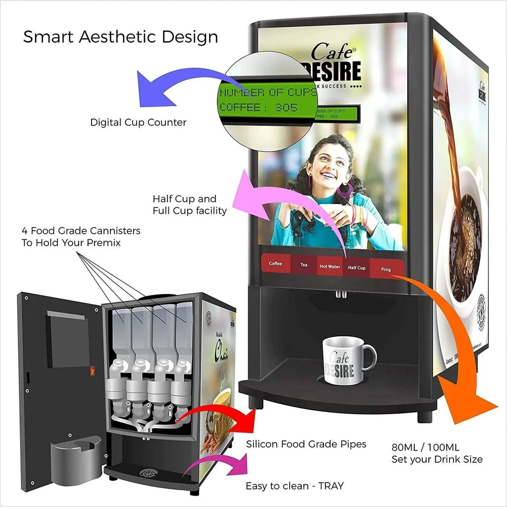 Coffee Machine 4 Lane Multi Water Inlet Coffee and Tea Vending Machine 