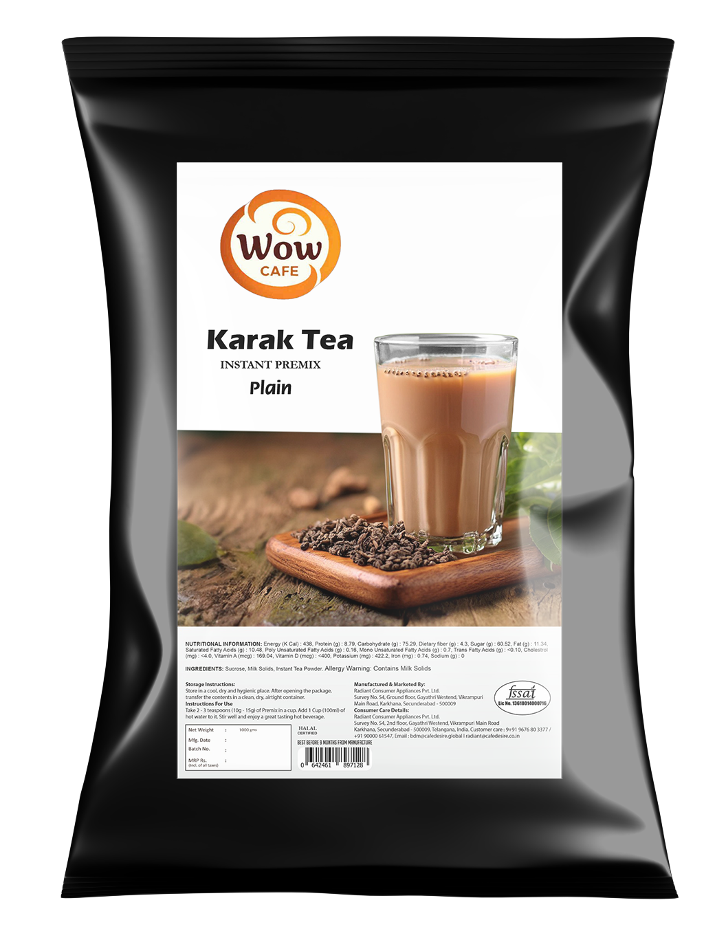 12 kg - Wow Cardamom Tea Premix (1 kg x 12) - Carton Box