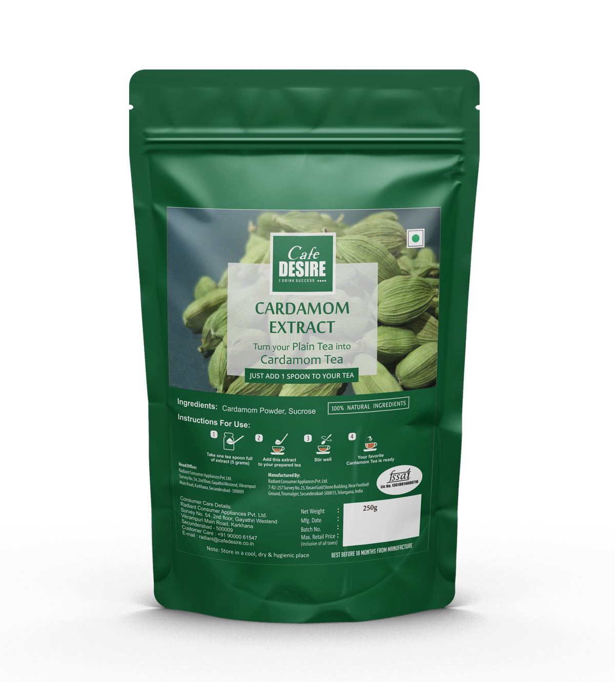6KG FLAVOUR EXTRACT - CARDAMOM (250GMS X 24 ) CARTON BOX